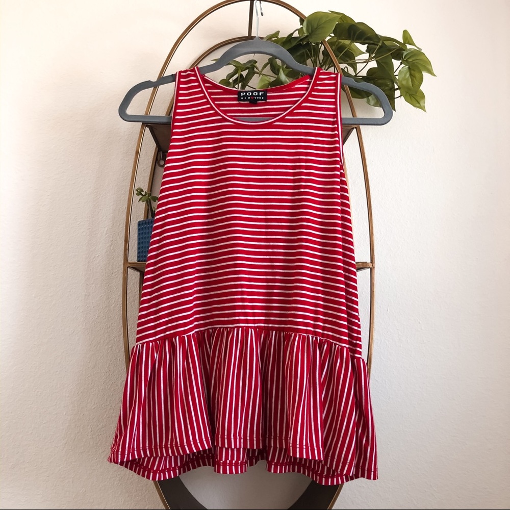 Red & White Peplum tank